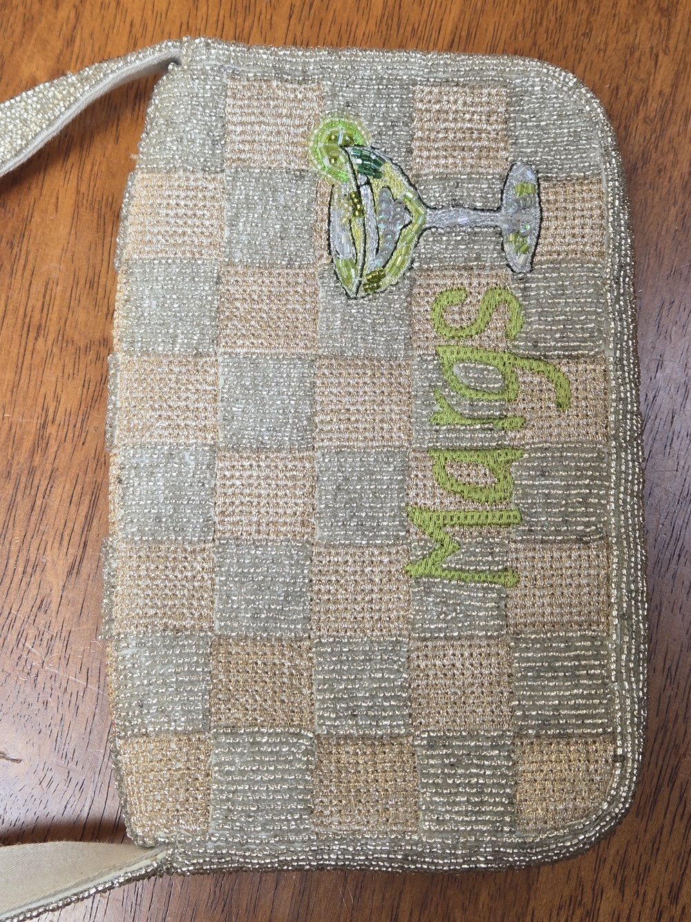 ​Anthropologie Fiona Beaded Margarita Bag Checkered Margs Cocktail Shoulder EUC - Picture 5 of 15